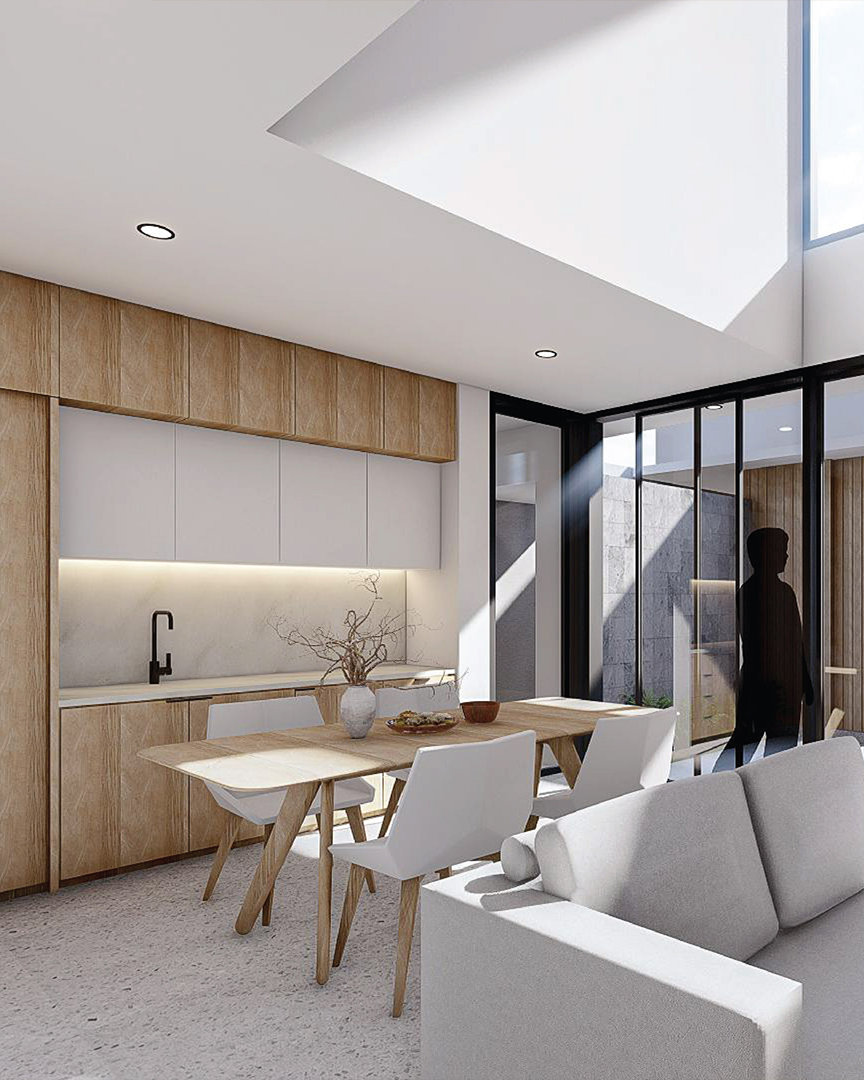 Modern Apartment Build, modern multi-story apartment building with glass windows and warm interior lighting